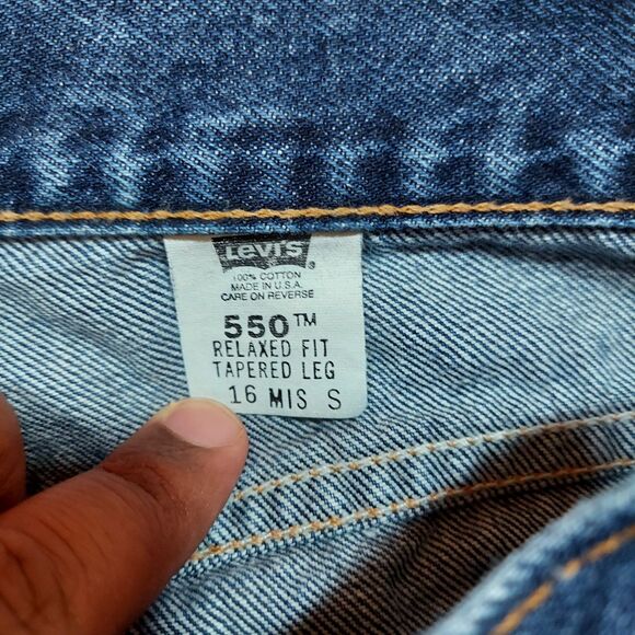 Vintage Levis 550 Jeans Womens 16 Short Blue Denim Relaxed Fit Tapered Leg Dark - Picture 3 of 8